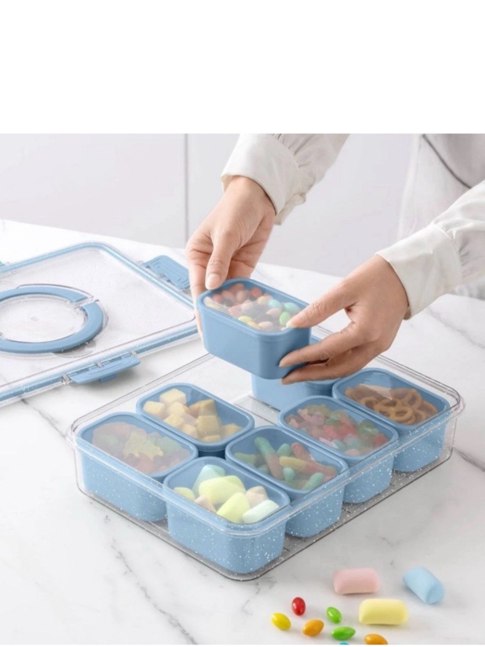 Cook With Color (CWC) - Blue Perfect On-The-Go Snack Box - 8 Compartments. NWT - Picture 6 of 7